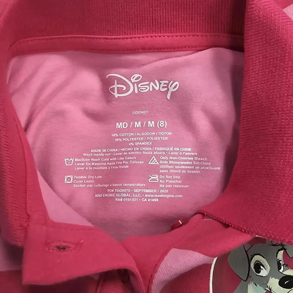 Lady & The Tramp Cropped Printed Polo Top | Disney | Medium (8)